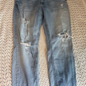 Silver Light Wash Distressed Crop Jeans